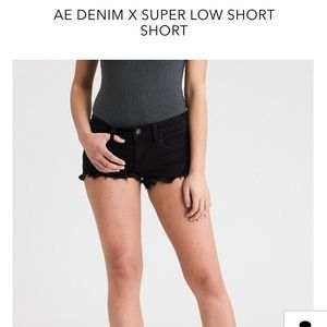 american eagle black denim shorts